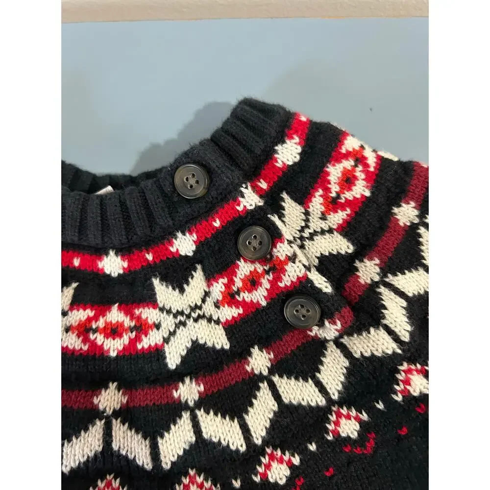 Hanna Andersson black fair isles knit sweater dress size 3T